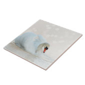 Carreau Beau cygne blanc sur blanc (Côté)