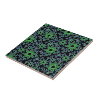Carreau Beau design floral vert et noir