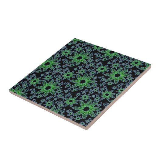 Carreau Beau design floral vert et noir (Côté)