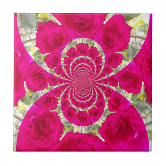 Carreau Beau Extraordinaire Roses rouges Motif Kaleidoscop (Devant)