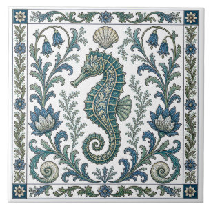 Carreau Beau Hippocampe Vintage Ornementé Vie Marine