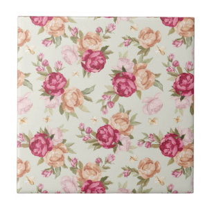 Carreau Beau motif de pivoine couleur vert