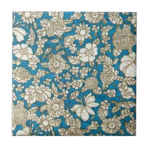 Carreau Beau motif floral bleu de textile