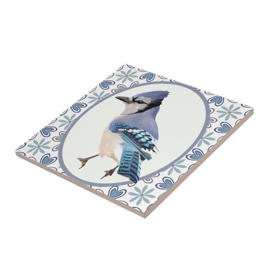 Carreau Beau oiseau bleu Jay (Côté)