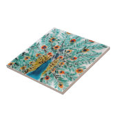 Carreau Beau paon de vert vert et de turquoise (Côté)