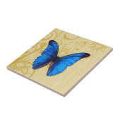 Carreau Beau papillon bleu art Vintage (Côté)