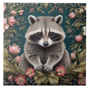 Carreau Beau Racoon rose floral
