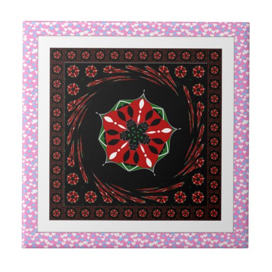 Carreau Beau rose Bleu Blanc Coeurs d'amour Design (Devant)