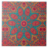 Carreau Beau rose Turquoise orange Zen Motif (Devant)