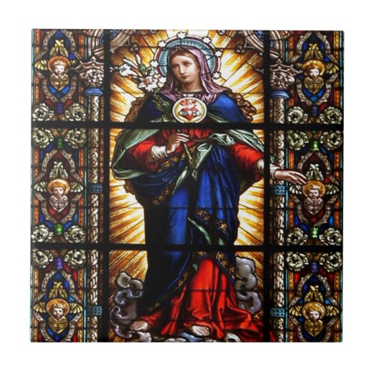 Carreau Beau Sacré Coeur Religieux de Vierge Marie (Devant)