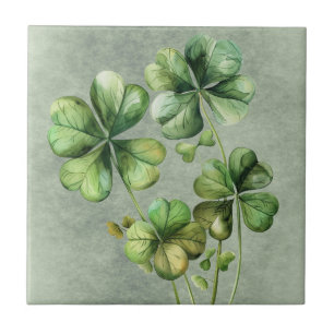 Carreau Beau Shamrock d'aquarelle verte