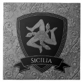 Carreau Beau Trinacria sicilien fleuri (Devant)