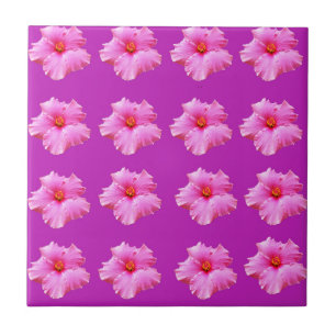 Carreau "Beauté audacieuse : Hibiscus rose sur une toile m