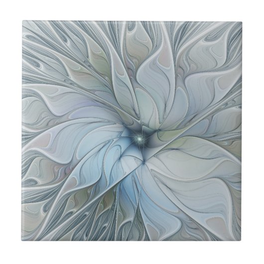 Carreau Beauté Élégante Fleur d'Art Abstrait Moderne Fract (Devant)