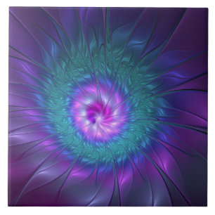 Carreau Beauté florale abstraite, art fractal coloré de fl