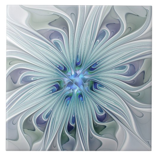 Carreau Beauté florale Abstraite moderne Blue Pastel Flowe (Devant)