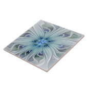 Carreau Beauté florale Abstraite moderne Blue Pastel Flowe (Côté)