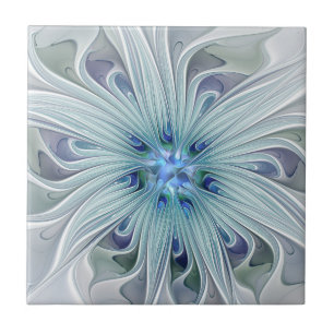 Carreau Beauté florale Abstraite moderne Blue Pastel Flowe