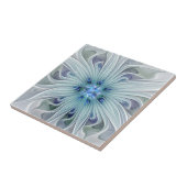 Carreau Beauté florale Abstraite moderne Blue Pastel Flowe (Côté)