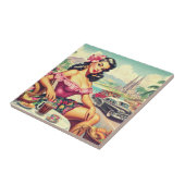 Carreau Beauté rétro fille hispanique (Côté)