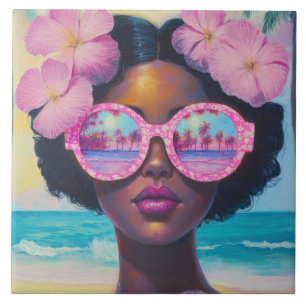 Carreau Beauté tropicale dans les tons roses