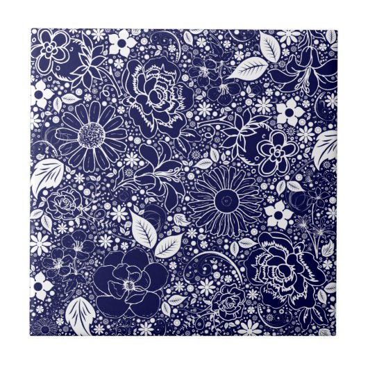 Carreau Beautés botaniques Bleu (Devant)