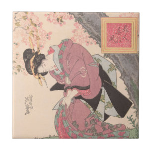 Carreau Beautés sous les fleurs de cerisiers Vintage Ukiyo