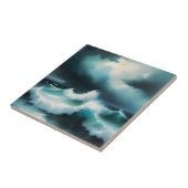 Carreau Beautiful Blue Ocean waves painting (Côté)