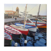 Carreau Beaux bateaux rouges orange bleu vert (Devant)