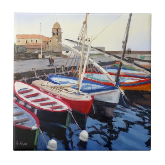 Carreau Beaux bateaux rouges orange bleu vert (Devant)