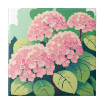 Beaux buissons d'hortensias roses
