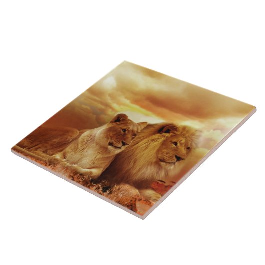 Carreau Beaux couples de lion (Côté)