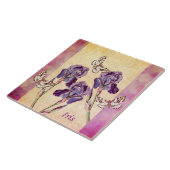 Carreau Beaux fleurs et papillon pourpres d'iris (Côté)