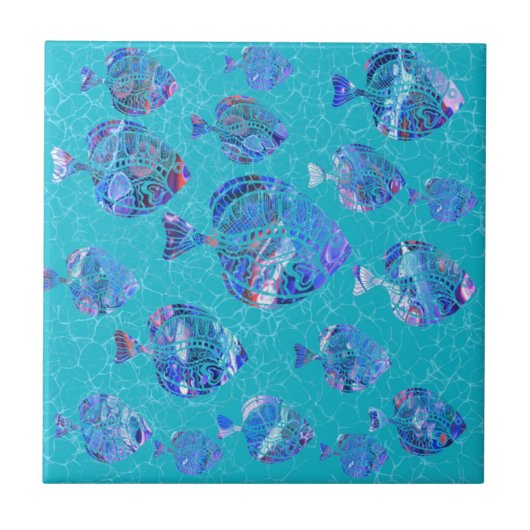 Carreau Beaux Poissons Carrelage en céramique bleu Turquoi (Devant)