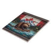 Carreau Beaver by Mountain, drapeau canadien (Côté)