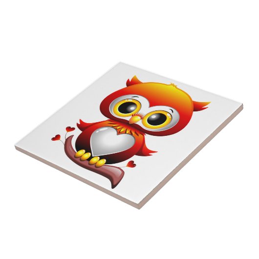 Carreau Bébé Chouette Amour Caricature Coeur (Côté)