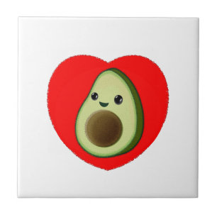 Carreau Bébé mignon Dessin Avocado Dans Le Coeur Rouge