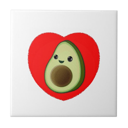 Carreau Bébé mignon Dessin Avocado Dans Le Coeur Rouge (Devant)