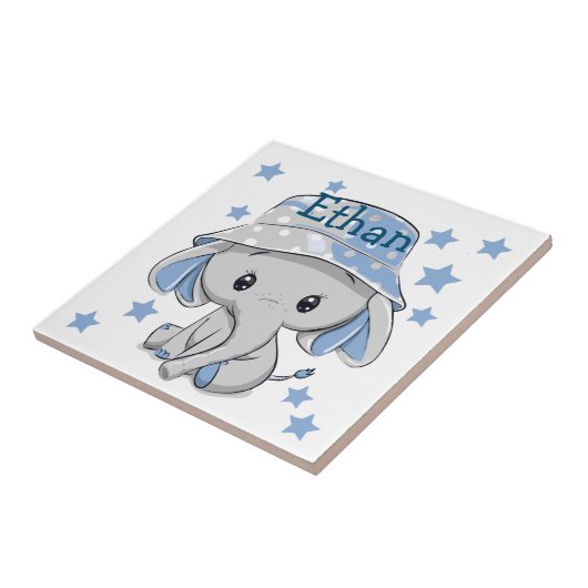 Carreau Bébé mignon éléphant garçon (Côté)