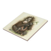 Carreau Bébé orang-outan avec des feuilles (Côté)