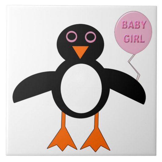 Carreau Bébé rose mignon fille Pingouin Carrelage (Devant)