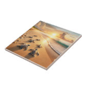 Carreau Bébé tortues de mer se dirigeant vers l'océan à la (Côté)