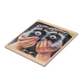 Carreau Bébés Raccoon dans les mains (Côté)