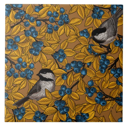 Carreau Bécasseaux sur les branches de bleuets (Devant)