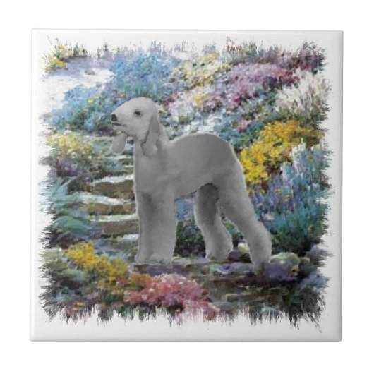 Carreau Bedlington Terrier Summer Garden Art (Devant)