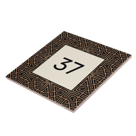 Carreau Beige & Brown Chic Fancy Déco Numéro de la maison  (Côté)