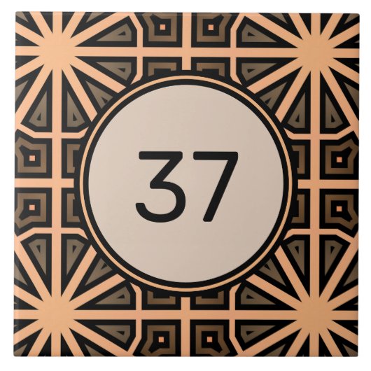 Carreau Beige & Brown Chic Fancy Déco Numéro de la maison (Devant)