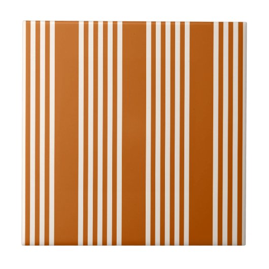 Carreau Beige et orange brûlé cinq rayures motif (Devant)