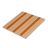 Carreau Beige et orange brûlé cinq rayures motif (Côté)