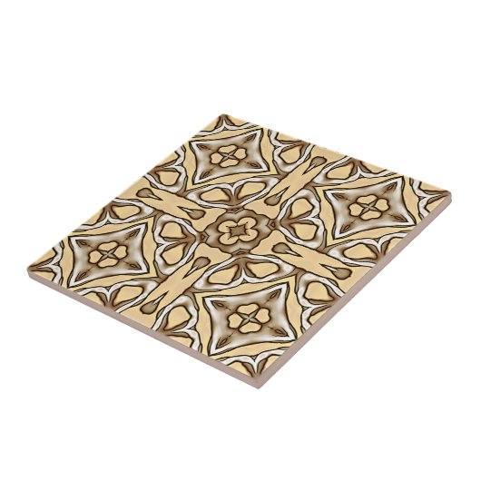 Carreau Beige Tan Brown Taupe Ivory Ethnic Tribe Art (Côté)